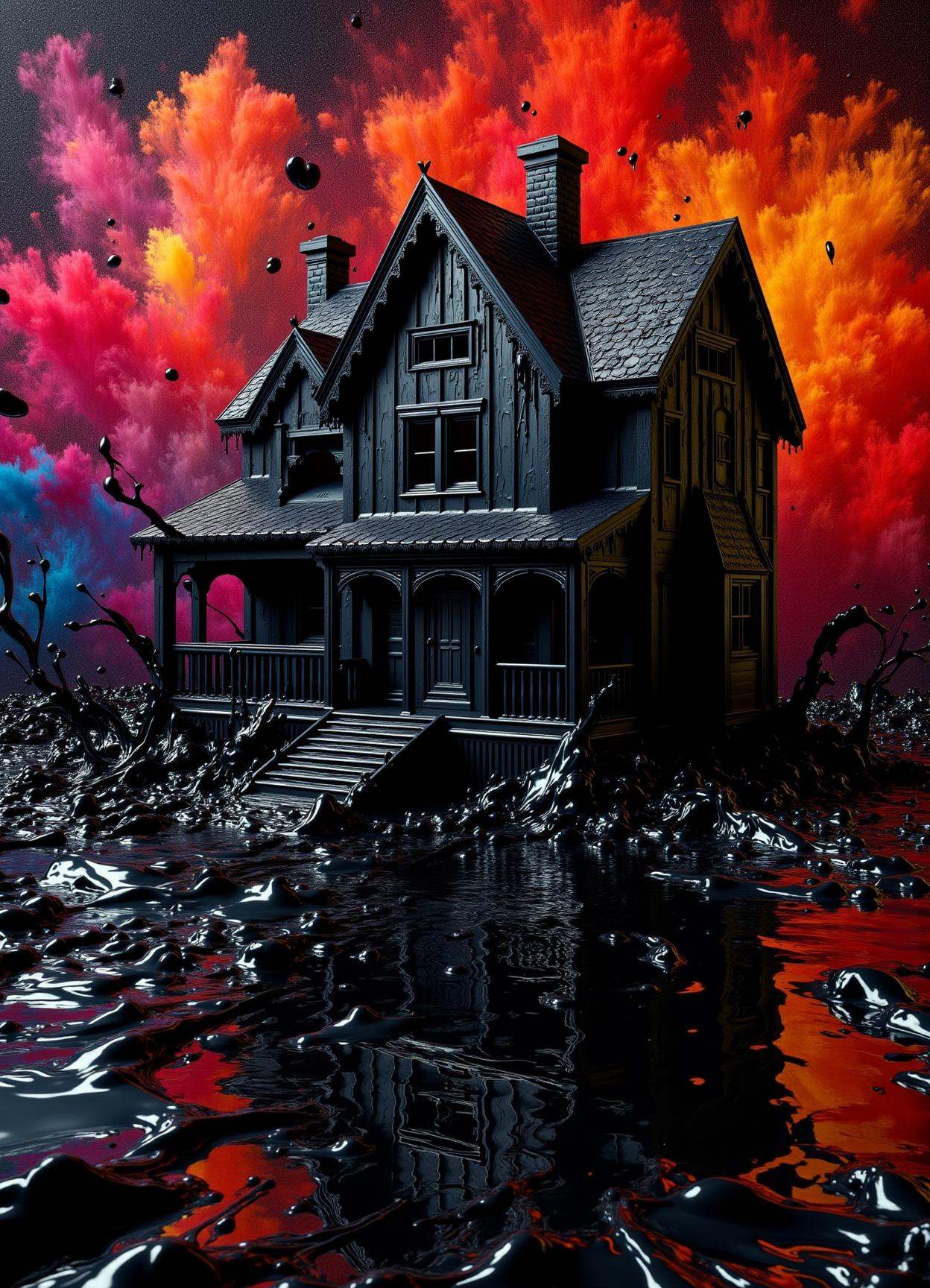 donmp41n717bl4ckfx sfw,digital artwork,  syncopation, flat motif, house, surreal, wet black paint