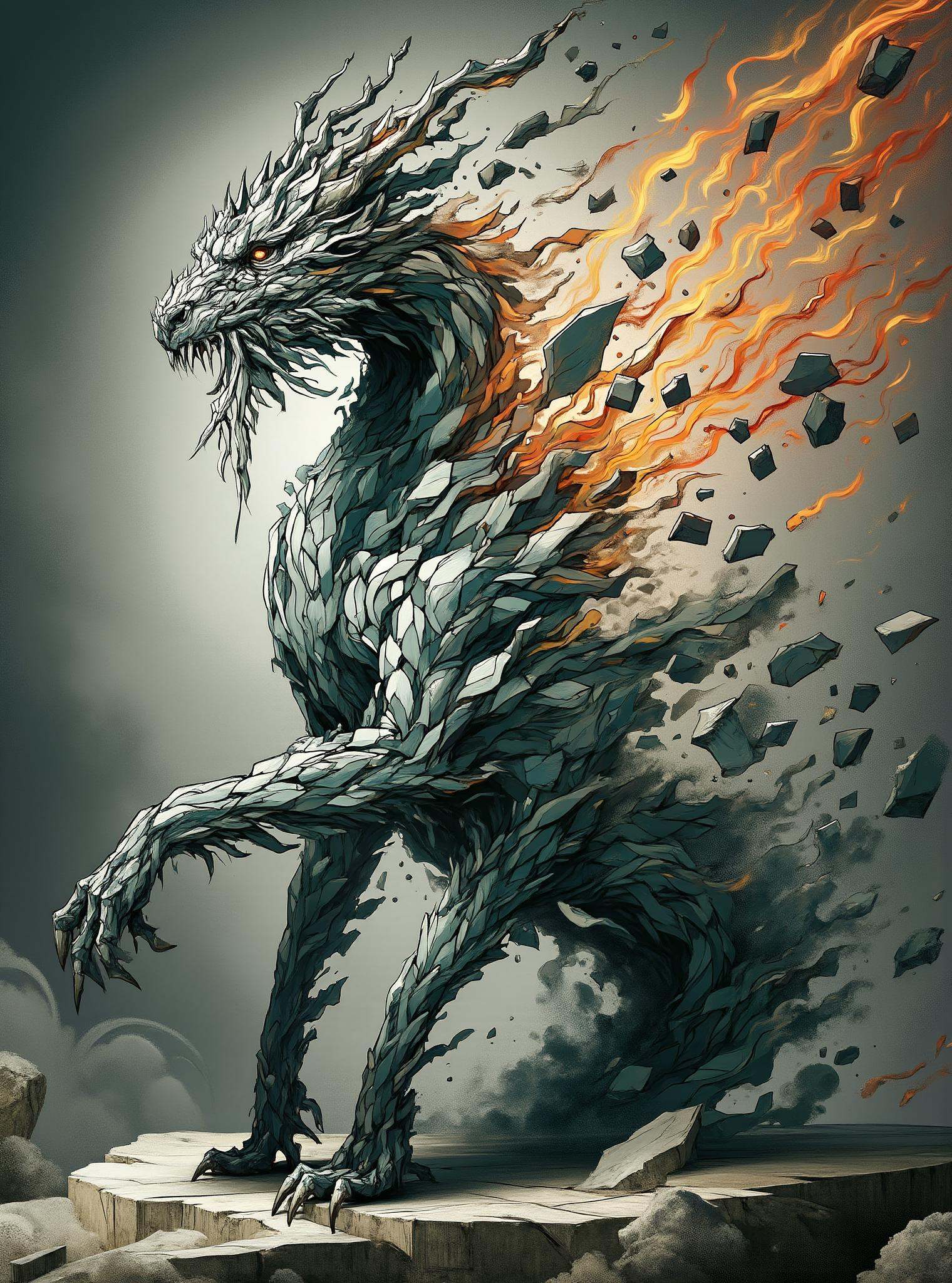 DonMFr4ctur3dD1ffFXthe, sfw,  a mythical fluidic shadow streamlined  Serpent,  beard tail barb claws  medium hoofed legs, spiral horns   barbed tails,