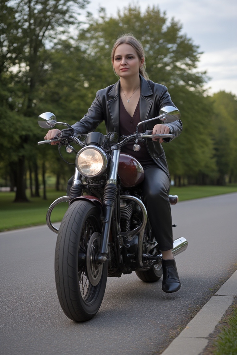 Woman on motorcycle,  realistic on Tensor.Art