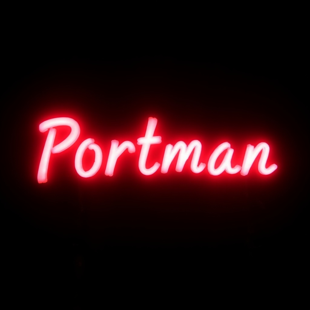 black background,  neon red text "Portman" on Tensor.Art