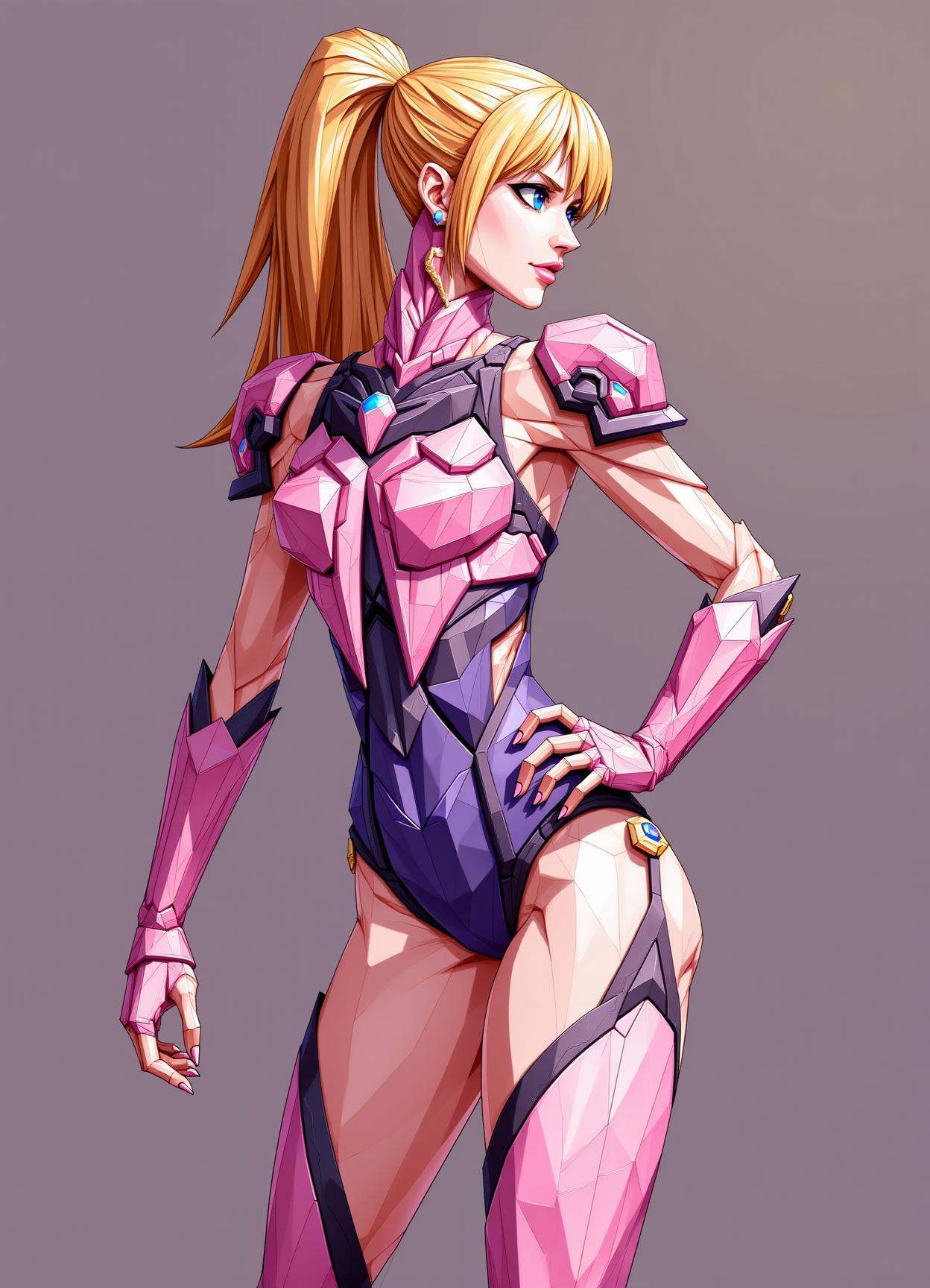 sfw,digital illustration, geometric, polygons ,  female sizou, , shoulderpad