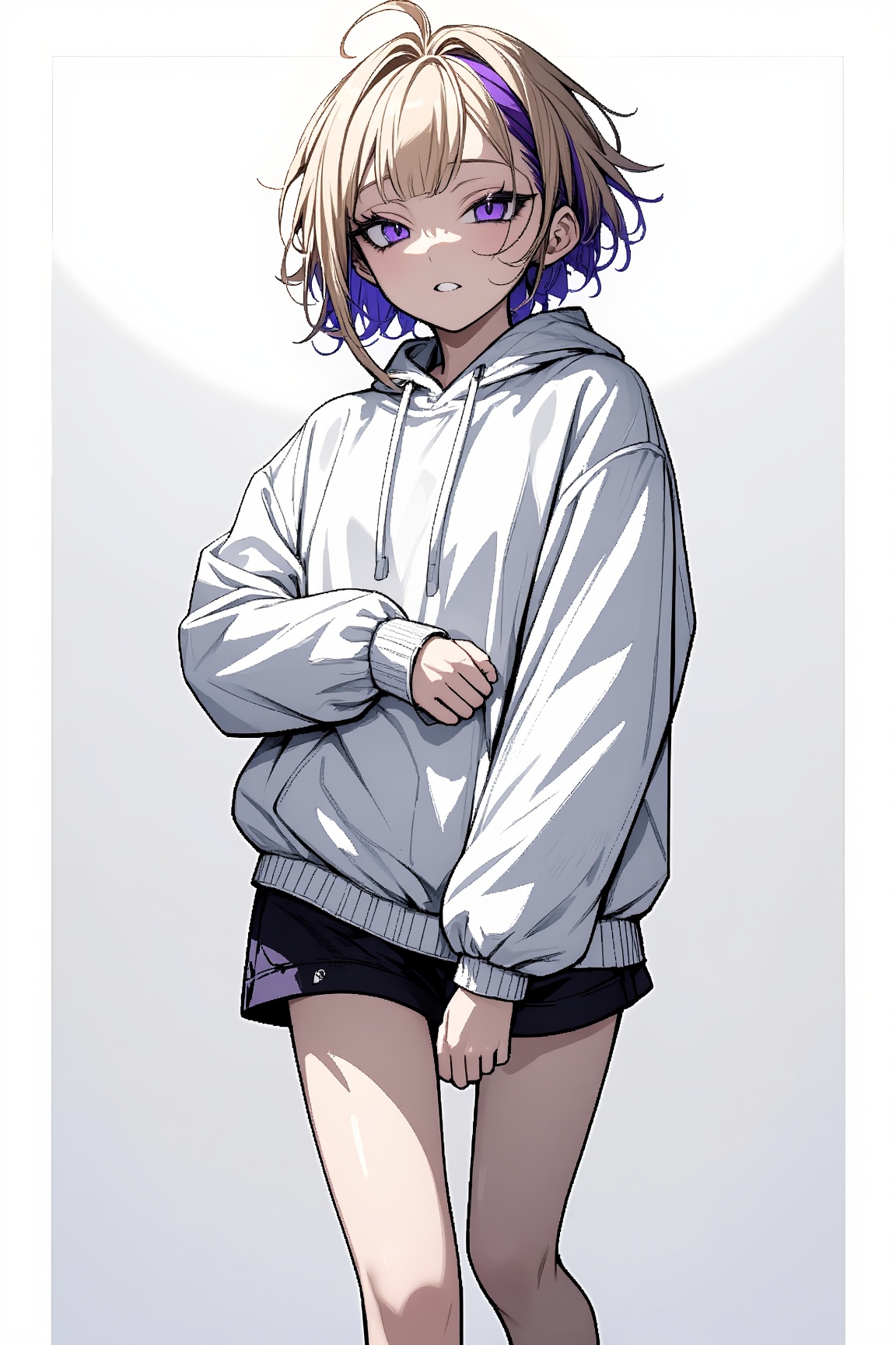 blonde hair,  short hair,  Purple highlights hair on Tensor.Art
