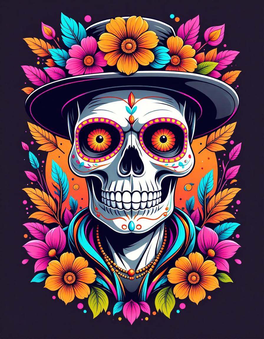 tshirt design, day of the dead, the style of 5h1rt