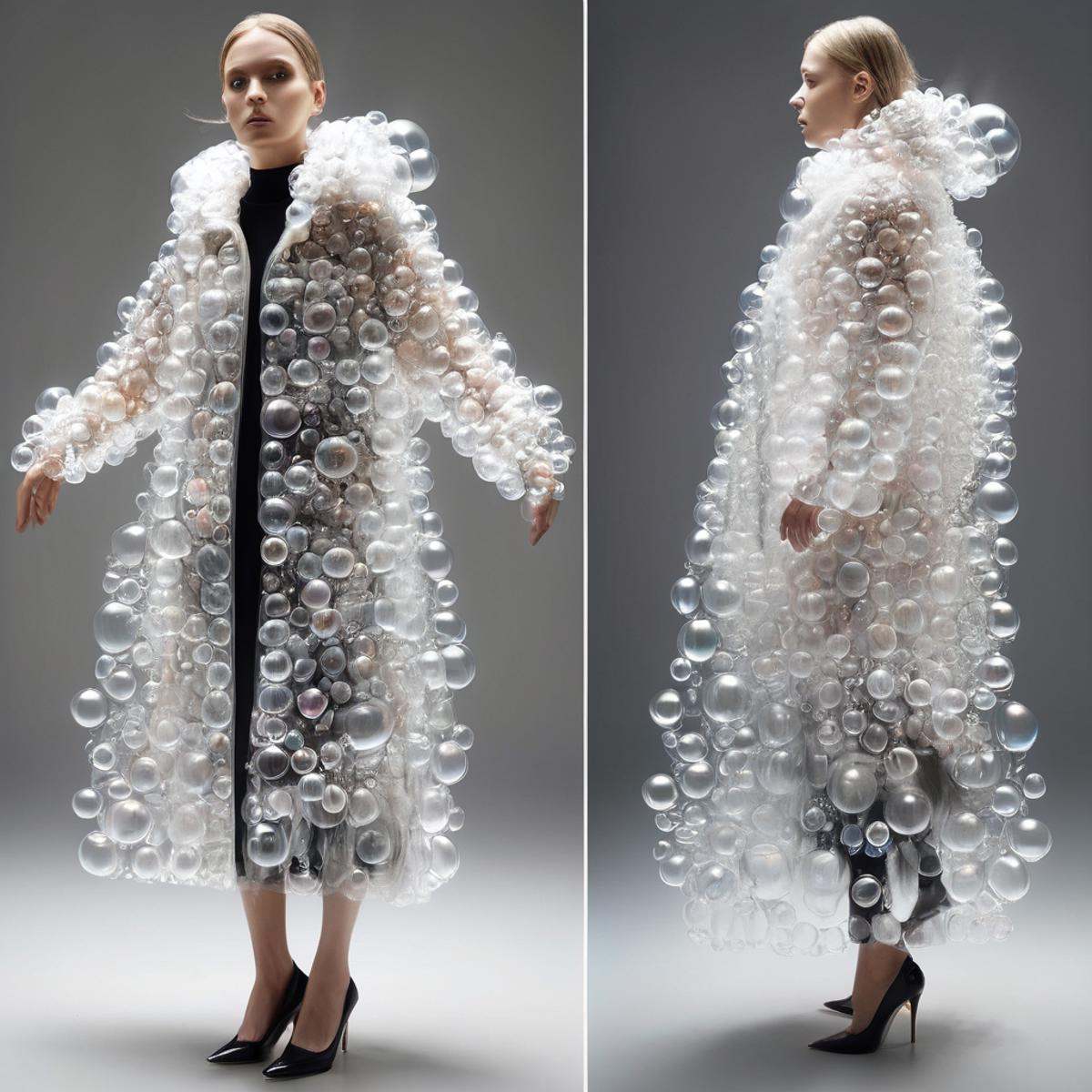 a coat made completely of transparent bubbles,  wow_bbls on Tensor.Art