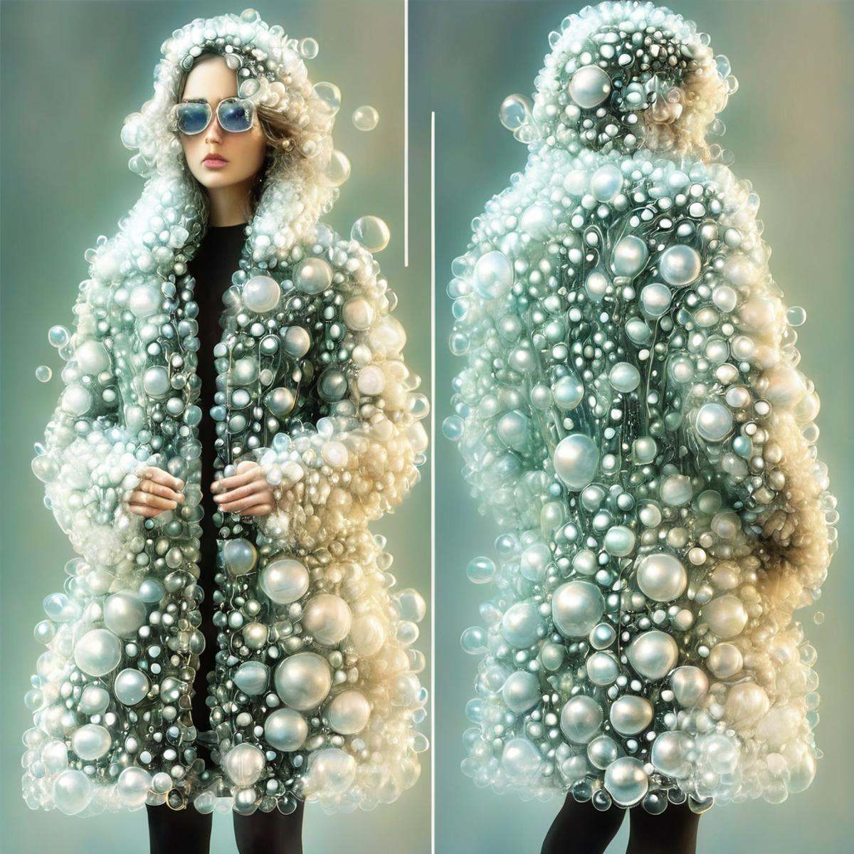 a coat made completely of transparent bubbles,  wow_bbls on Tensor.Art