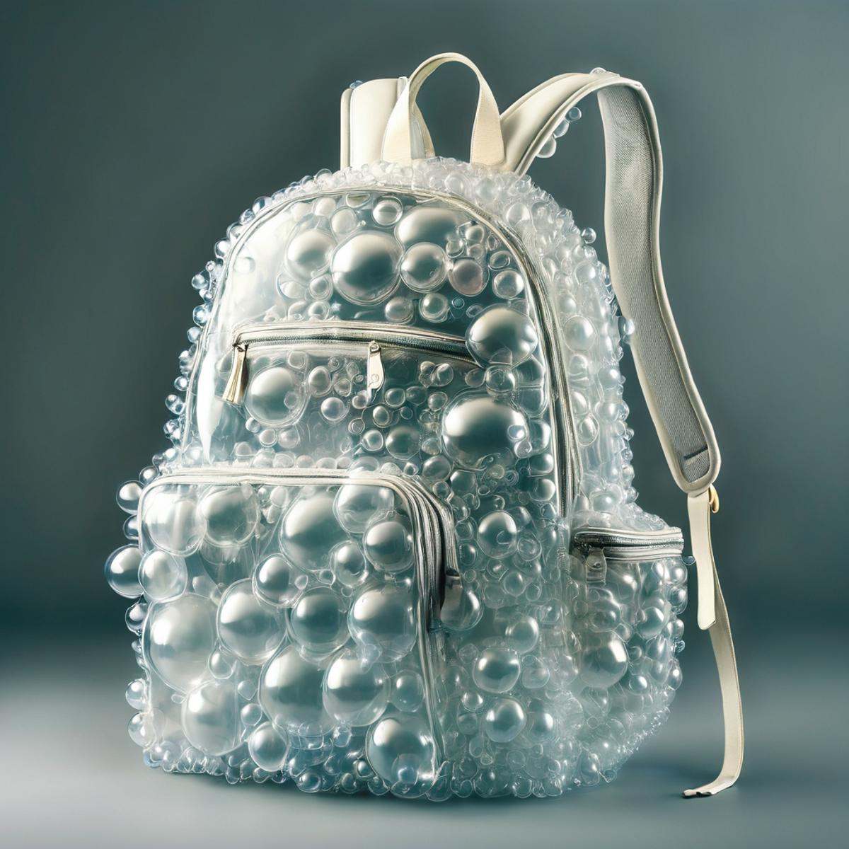 a backpack made completely of transparent bubbles,  wow_bbls on Tensor.Art