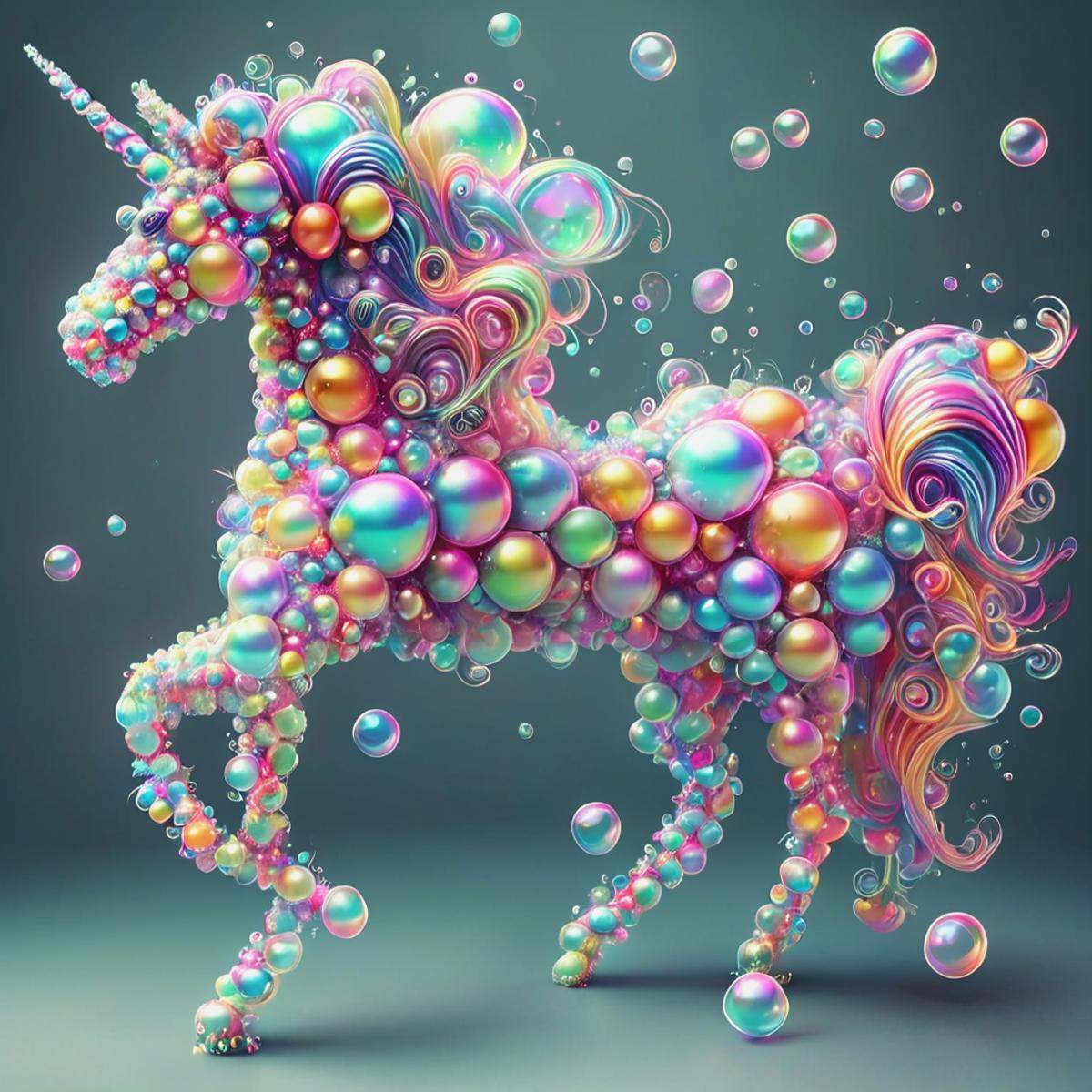a unicorn made of bubbles,  wow_bbls on Tensor.Art