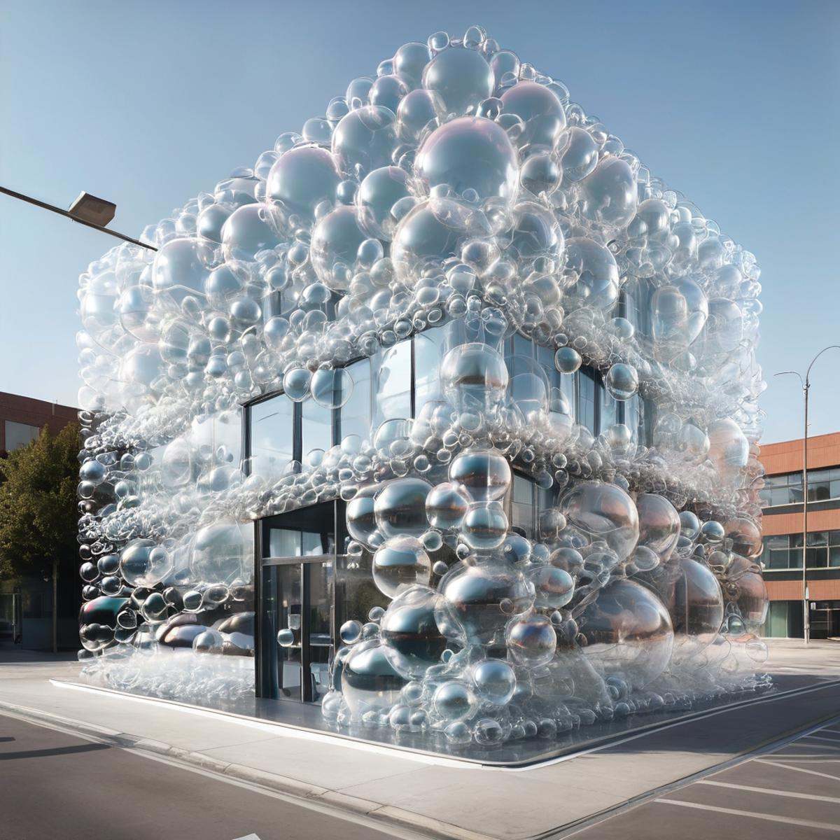 a office building made of transparent bubbles,  wow_bbls on Tensor.Art