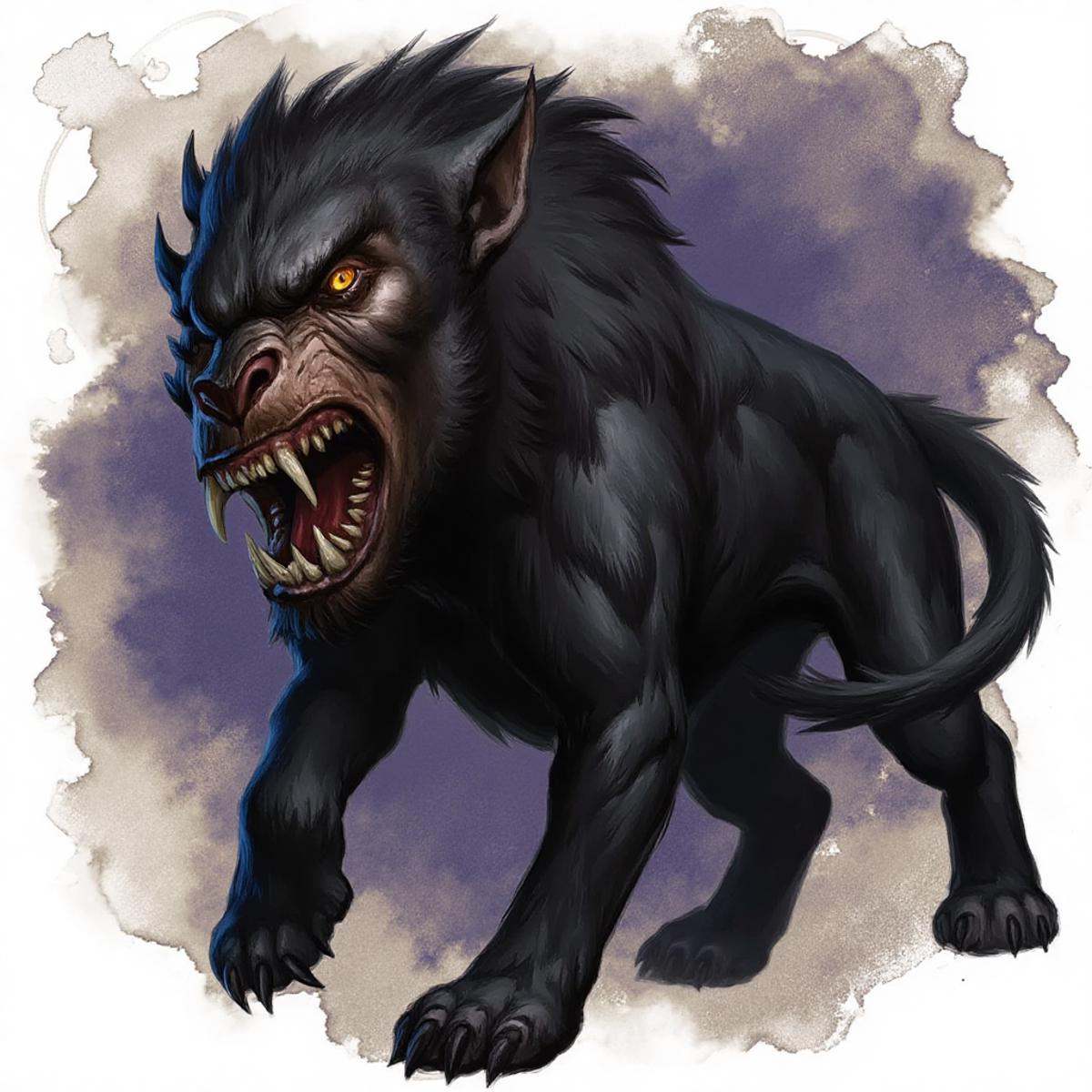 dndstyle illustration of a Barghest