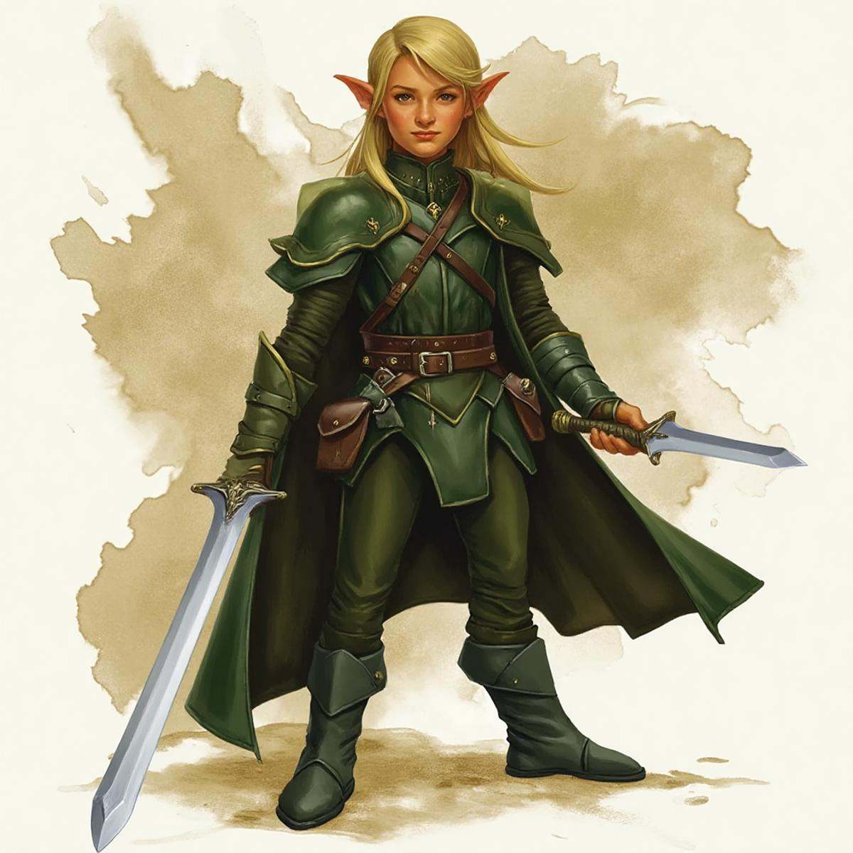 dndstyle illustration of an elfin thief 