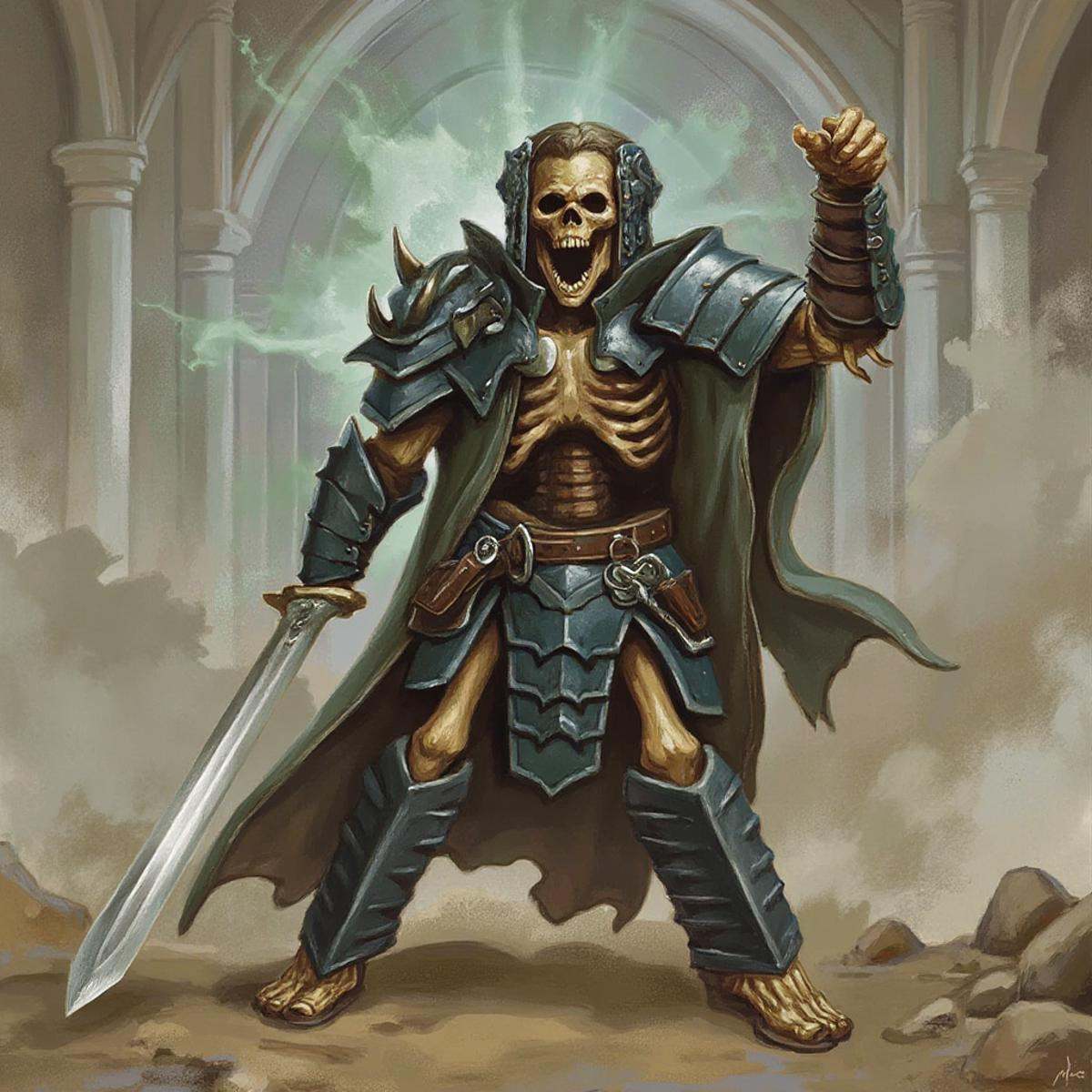 dndstyle illustration of a Skeleton warrior 