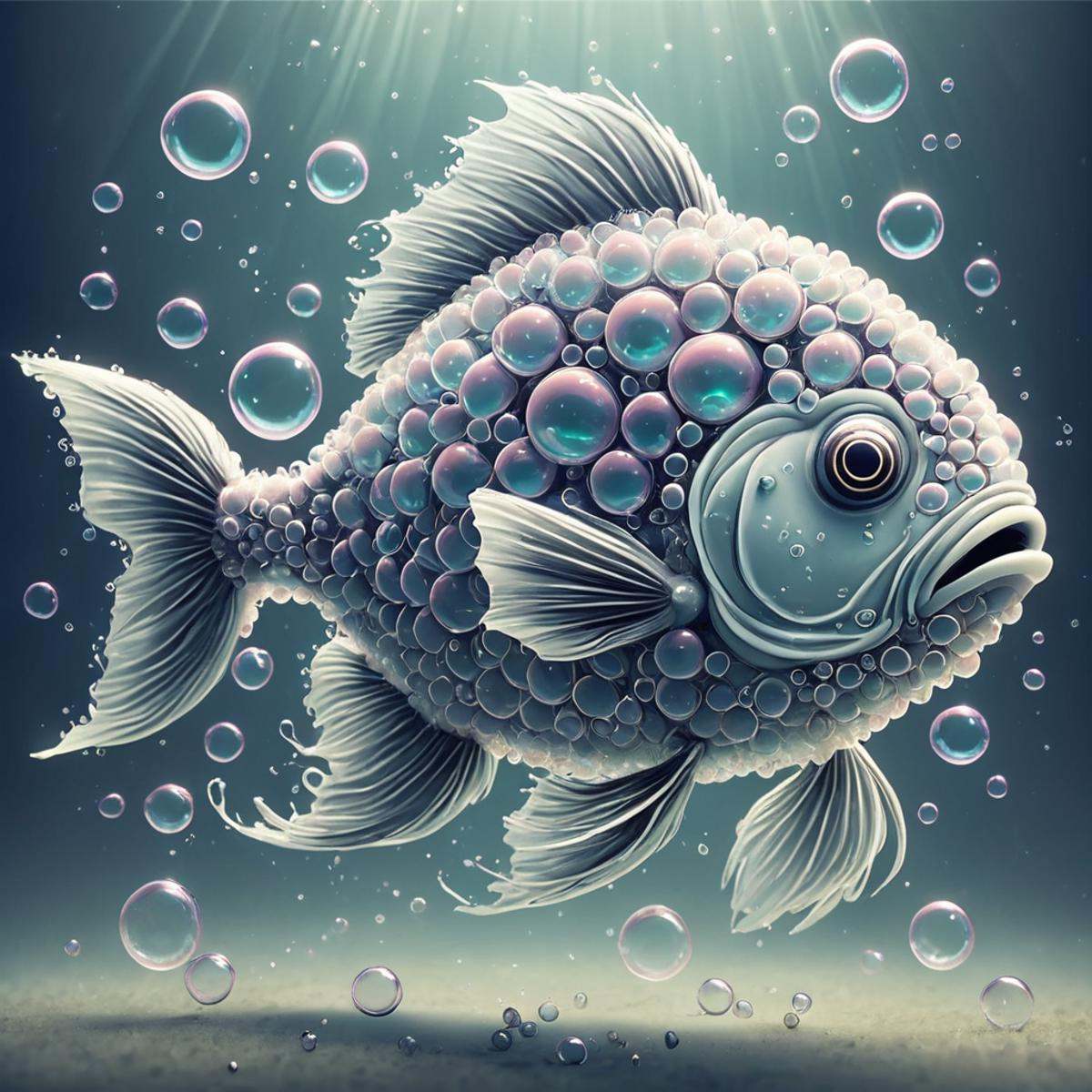 photo a fish made of bubbles,  wow_bbls on Tensor.Art