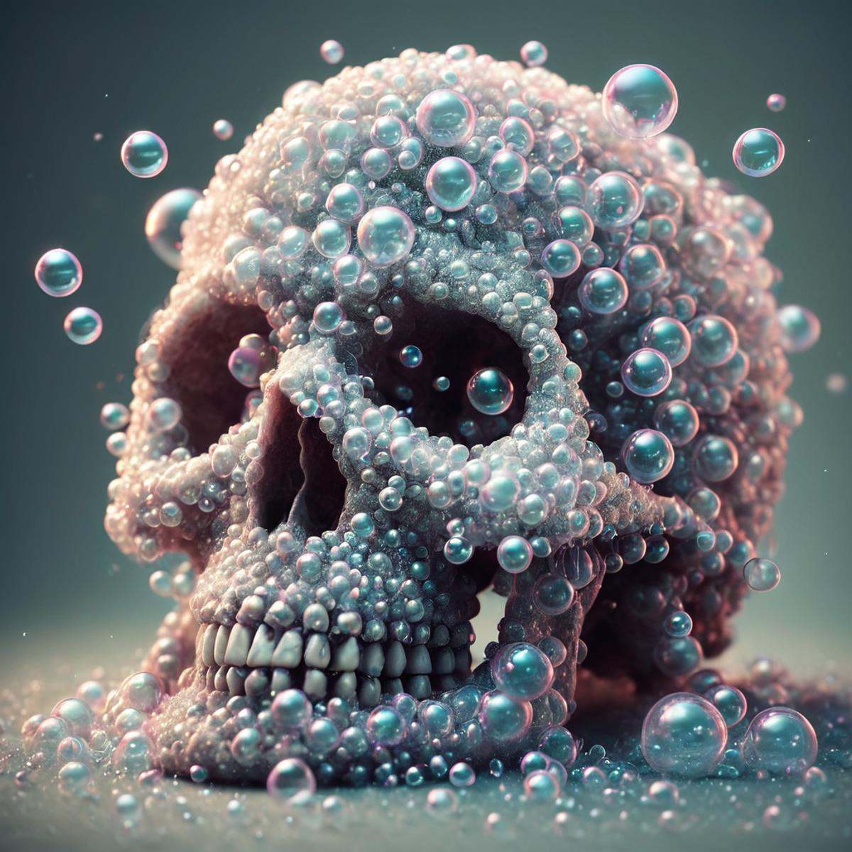 a photo of a skull made of bubbles,  wow_bbls on Tensor.Art