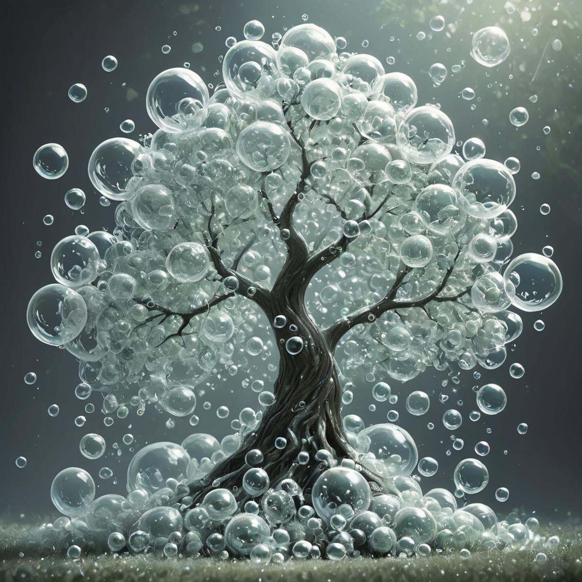photo a tree made of bubbles,  wow_bbls on Tensor.Art