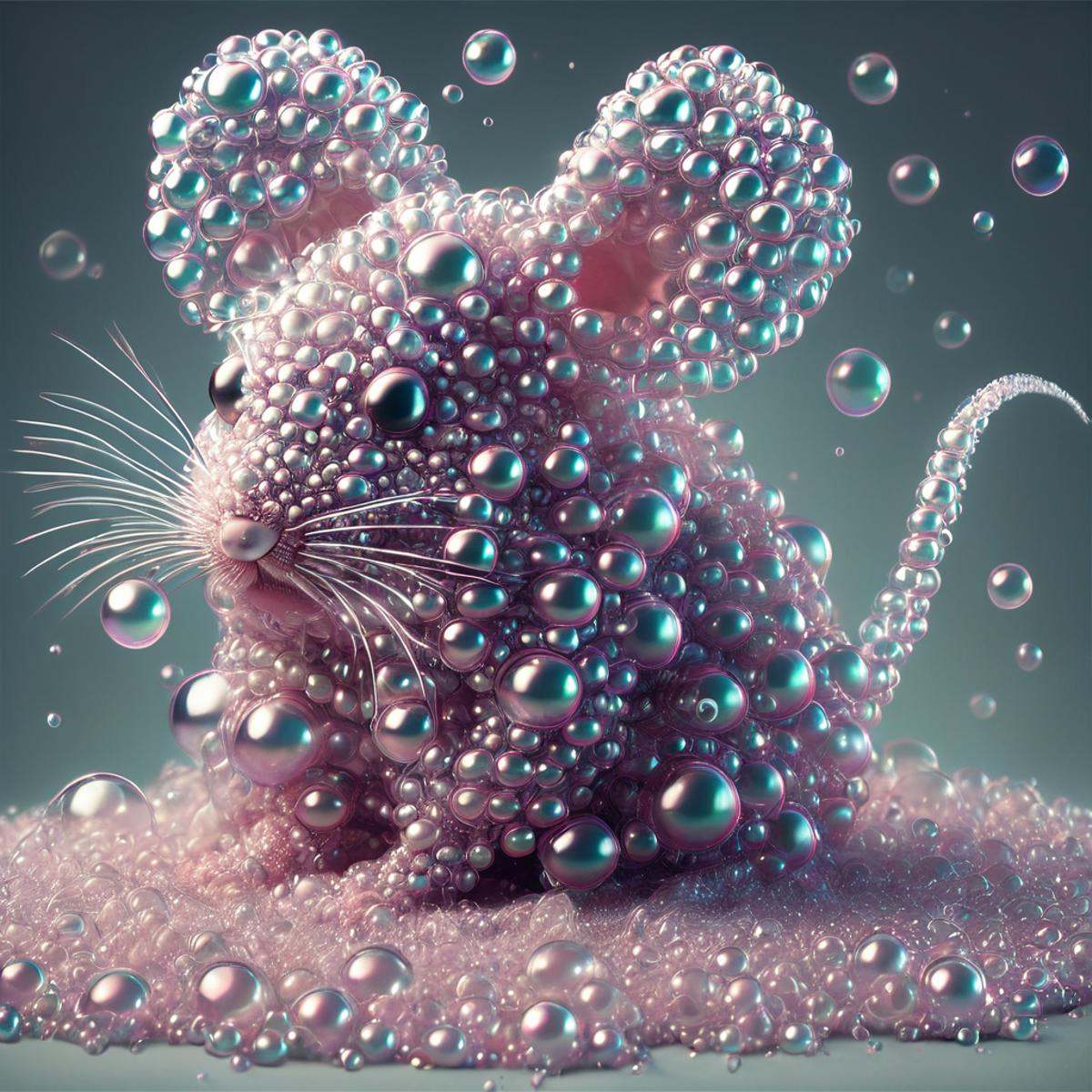 a photo of a mouse made of bubbles on Tensor.Art