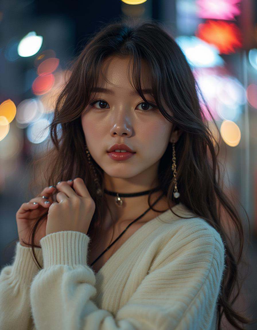 In a breathtakingly rendered 8K masterpiece,  a stunning 22-year-old J-pop girl is captured in an ultra-realistic portrait...