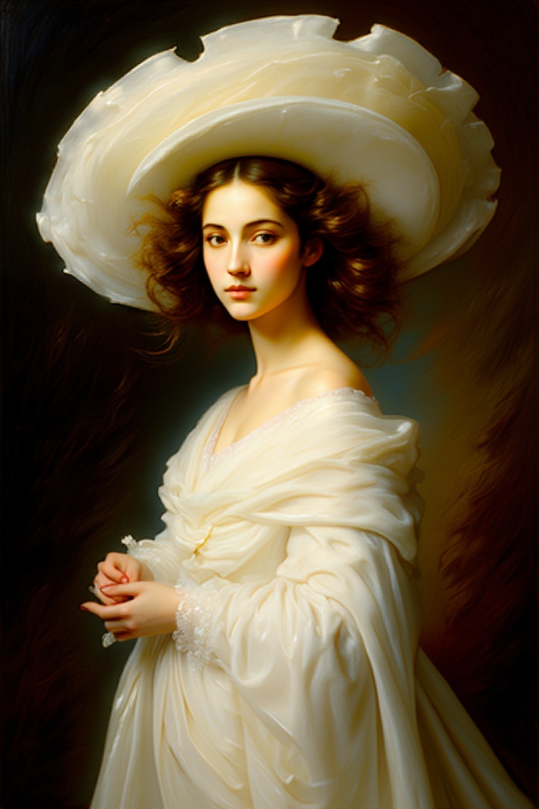 "Create a dramatic,  richly detailed painting in the Baroque style,  depicting a young woman with long on Tensor.Art
