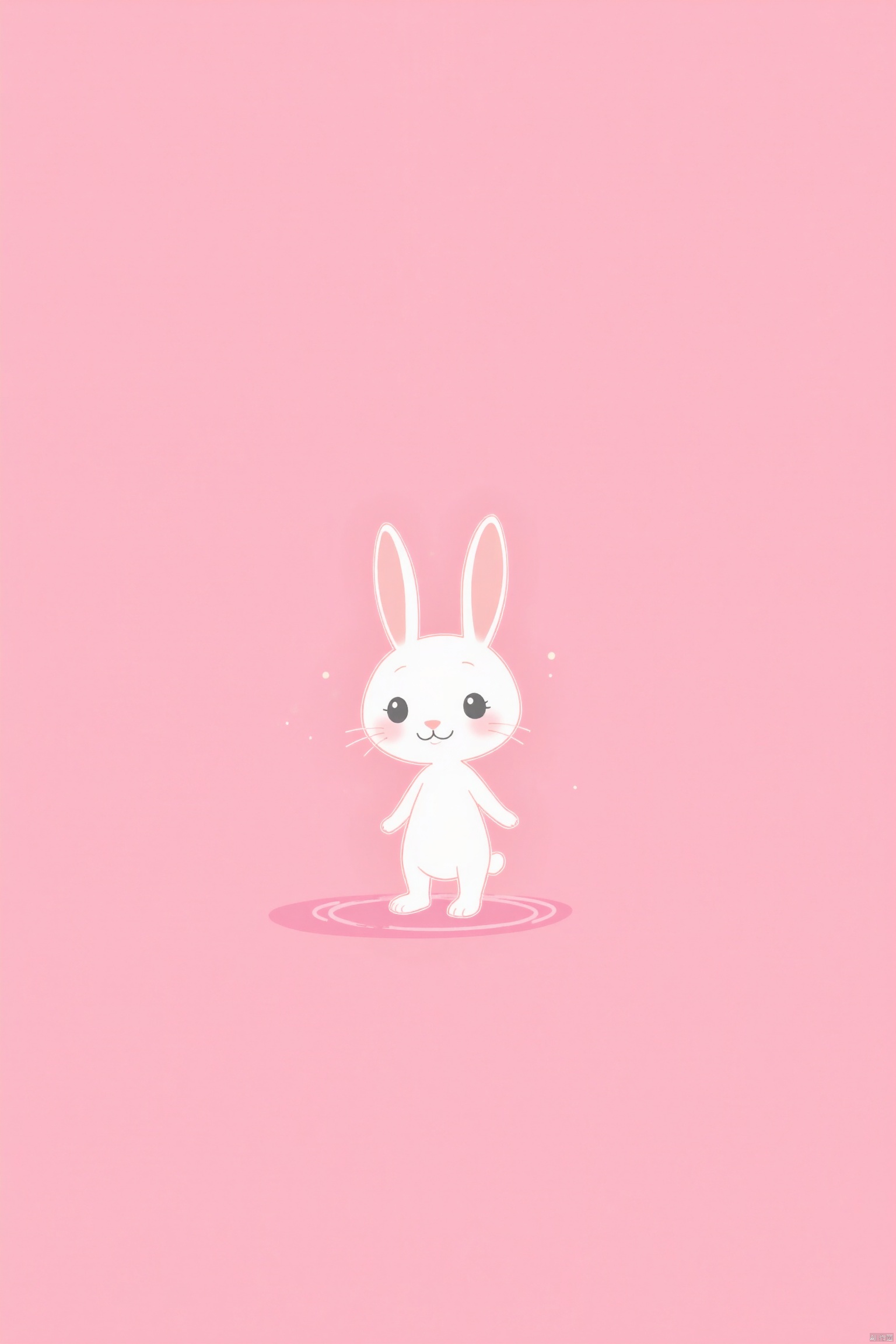 light line art, light pink fashion art style, minimalist style, blank space art, a cute cartoon fashion rabbit in the style of George Ault, bright style, single color, pink color, with Retro illustration-like effect, digital art