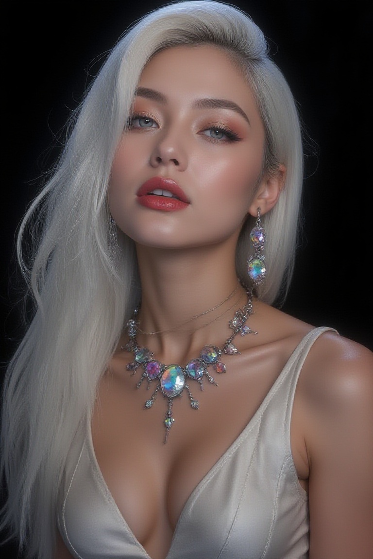 A masterpiece of elegance and coolness,  this stunning 16K artwork features a woman,  no clothes on Tensor.Art