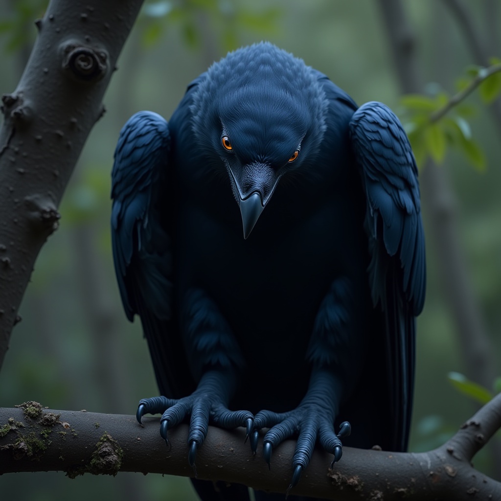 fraven,  sitting on branch,  no humans on Tensor.Art