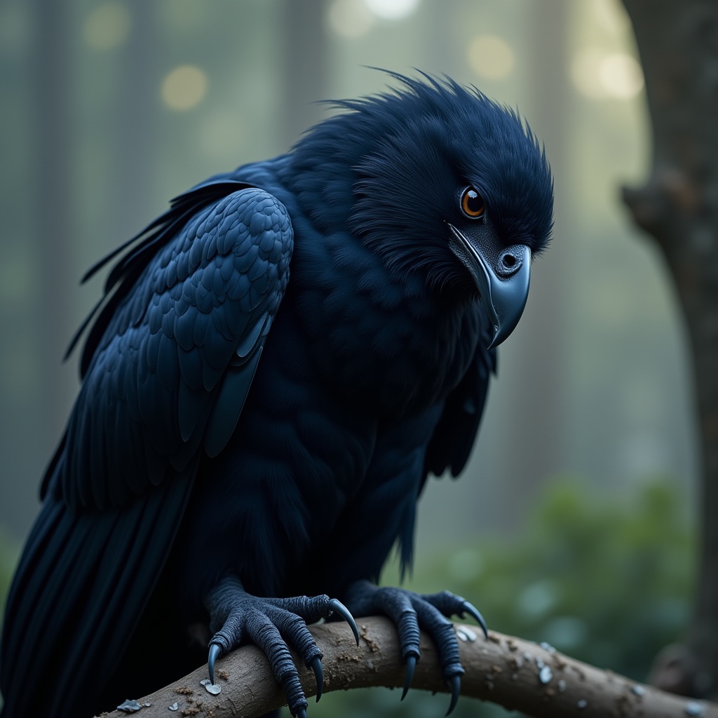 fraven,  sitting on branch,  no humans on Tensor.Art