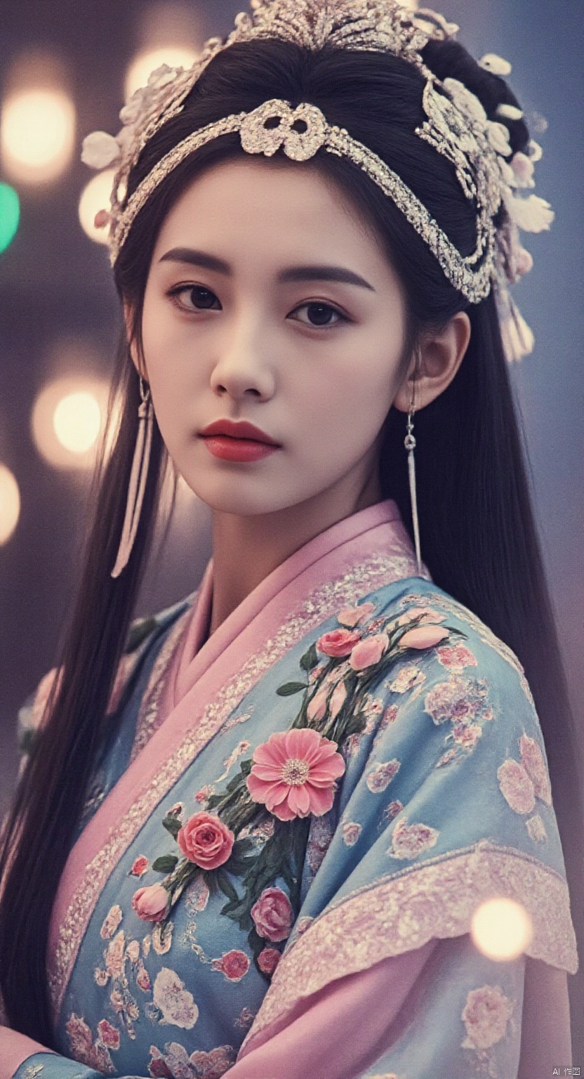 (((masterpiece))), ((the best quality, super fine illustrations, beautiful and delicate water)),Depth of field, fine 8KCG wallpapers, ( delicate light), ((cinematic lighting)),(portrait),Portrait lens,(((Alphonse Mucha))),((Fantasy style)),((shine)),(((Tarot card)))(young girl),(((China_Cheongsam))),(delicate eyelash),((cute anime face)),(extremely delicate and beautiful),(hair_flower),(Gem),(crystal),((colored inner long hair)),(multicolored),(beautiful detailed face ),((( detailed long hair ))),floating long hair,gradient hair,(lace),(ribbon),((crown)),(detailed cloth)((Butterfly)),(detailed Butterfly) ,(multicolored Butterfly),(neon palette),((detailed flowers)) ,((multicolored flowers)),(flowers_Surrounded),(Butterfly_Surrounded)(((Flowers fill the screen))),((Fill the screen))  ,meinvzi