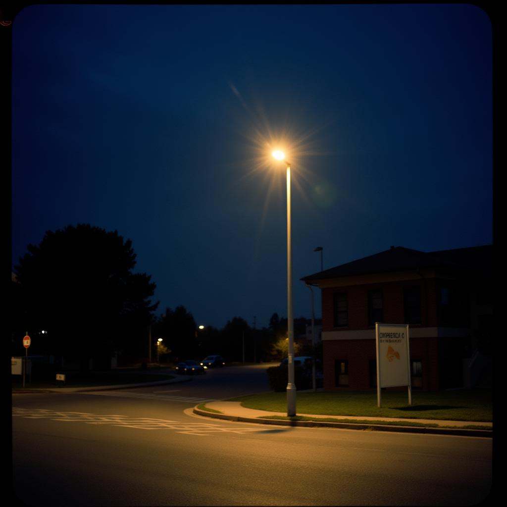 analog film photo Kodak Portra 400 analog film stocks of a street light at night with a dark sky,  detailed image,  sharp...