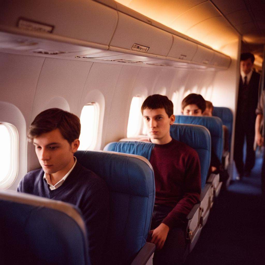 analog film photo of Kodak Portra 400 analog film stocks of a group of people sitting on a plane,  detailed image,  sharp...