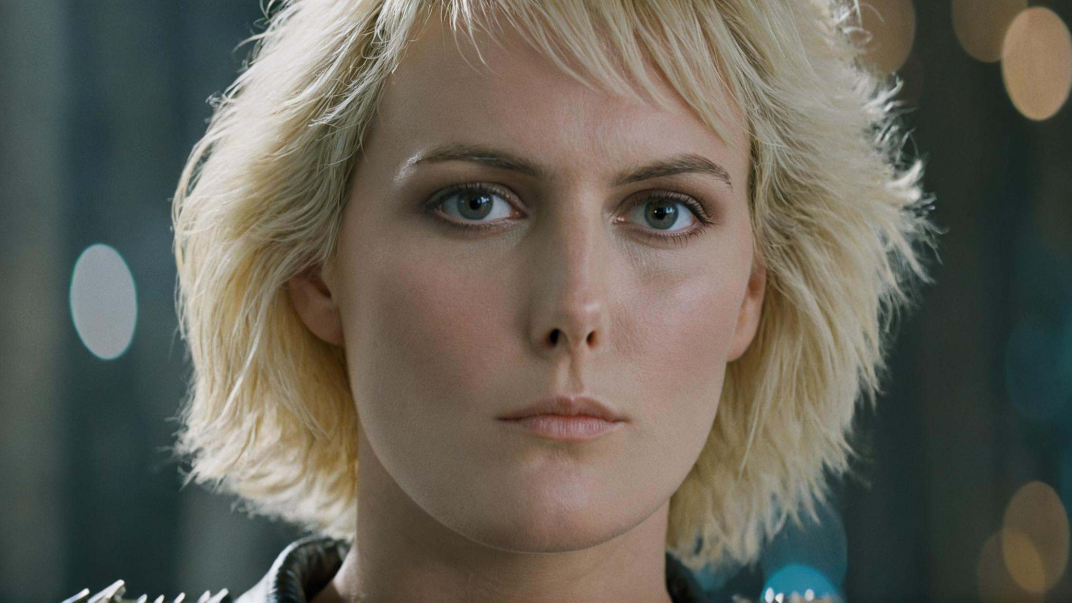 cinematic film still of perfection style detailed anamorphic bokeh style Daryl Hannah Pris Kodak Eastman 100T 5247 Cinemat...