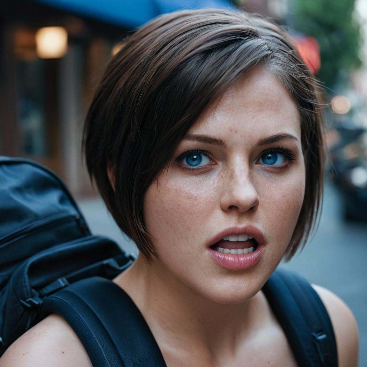 cinematic film still of perfection style detailed A cinematic skin texture style still image of a woman with a black top a...