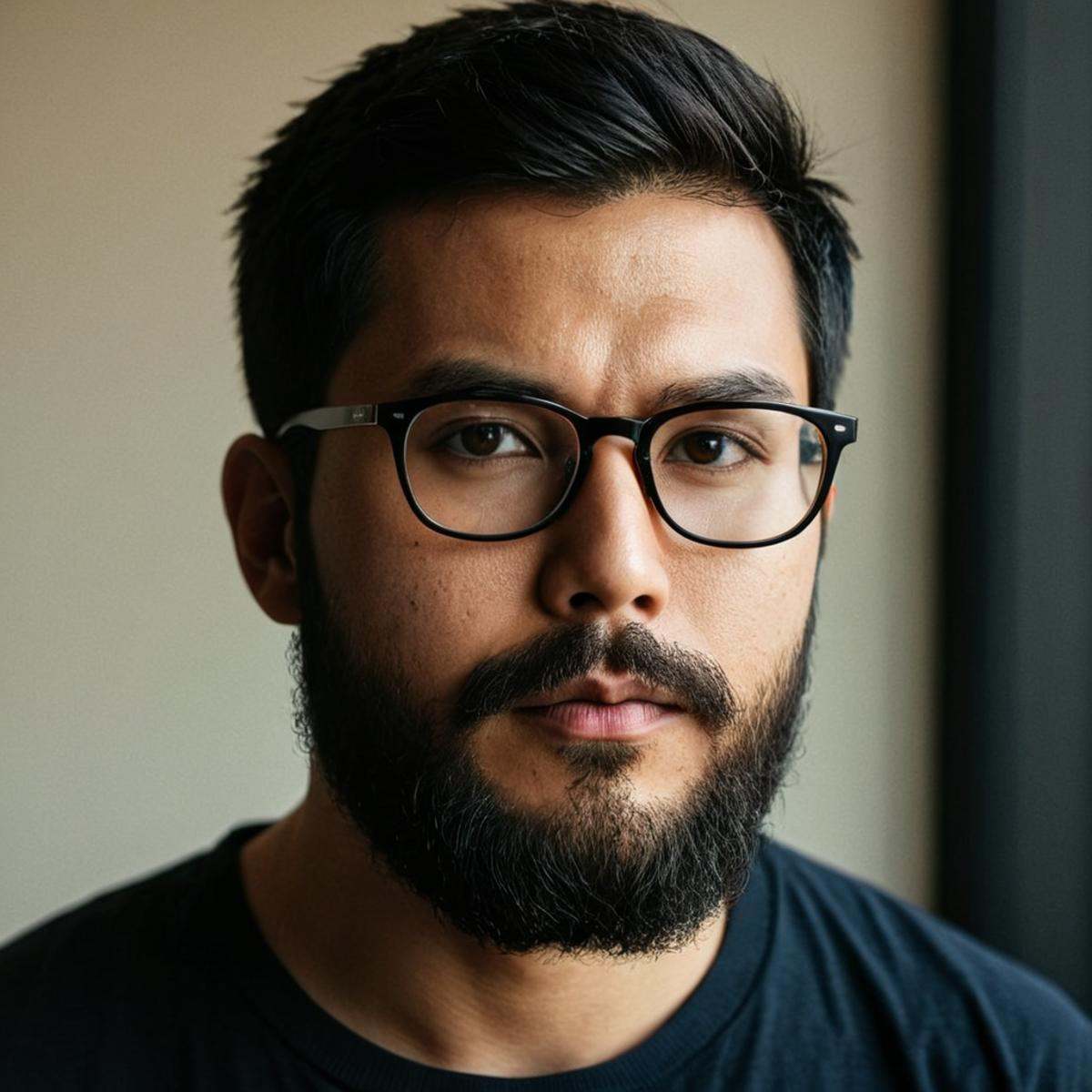 cinematic film still of perfection style detailed A cinematic skin texture style still image of a Japanese man with glasse...