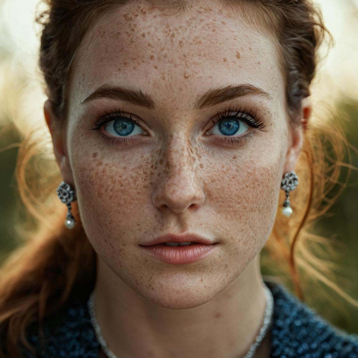 cinematic film still of perfection style detailed A cinematic skin texture style still image of a woman with freckles and...