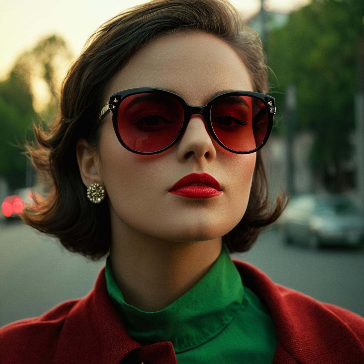 cinematic film still of perfection style detailed A beautiful Anamorphic format film photo of a woman with sunglasses and...