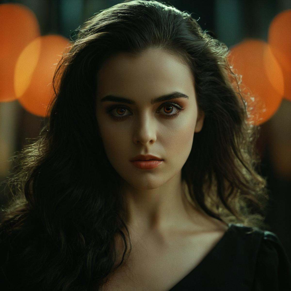 cinematic film still of perfection style detailed A beautiful Anamorphic format film photo of a woman with long hair and a...