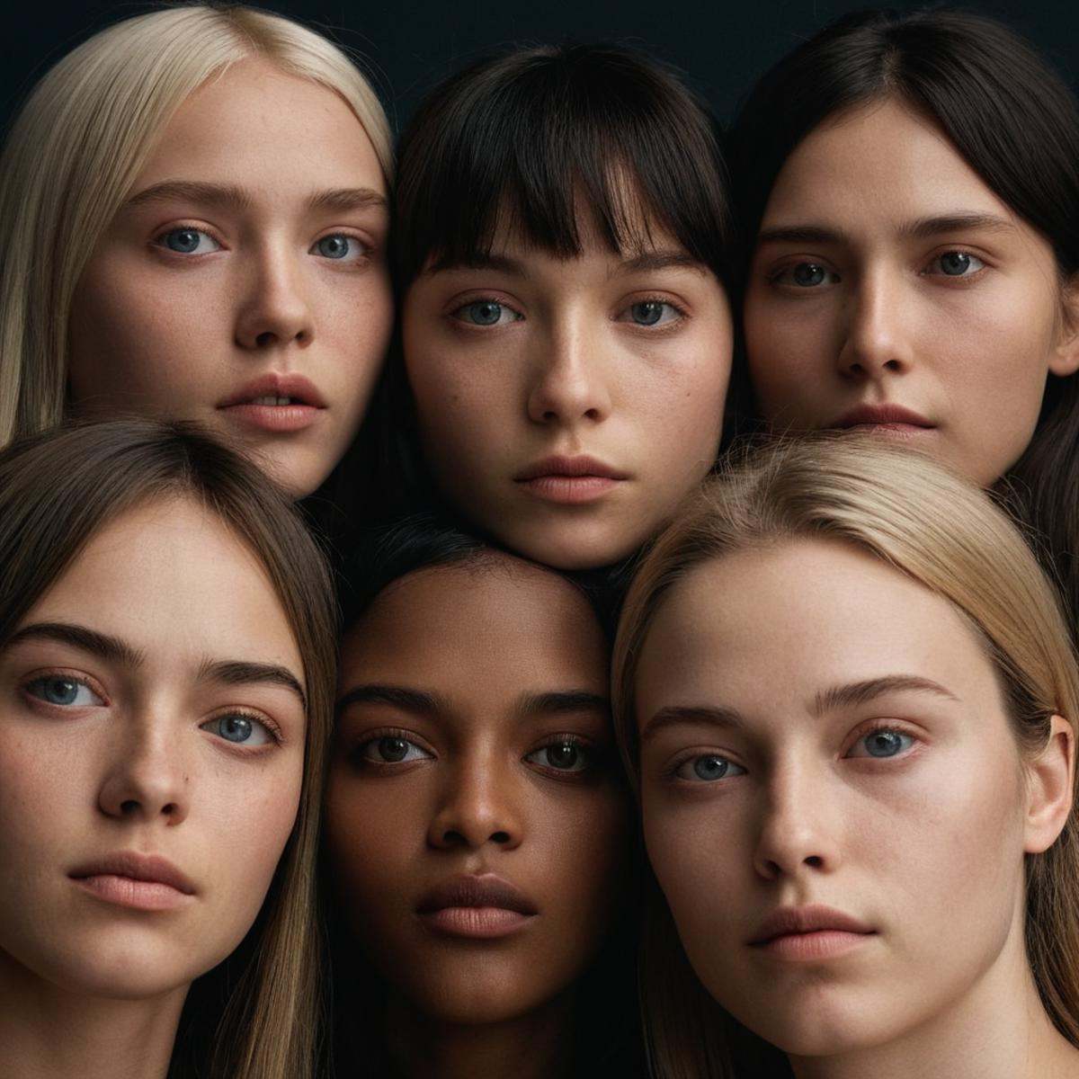 cinematic film still of perfect hands A cinematic skin texture style still image of a group of different women with long h...