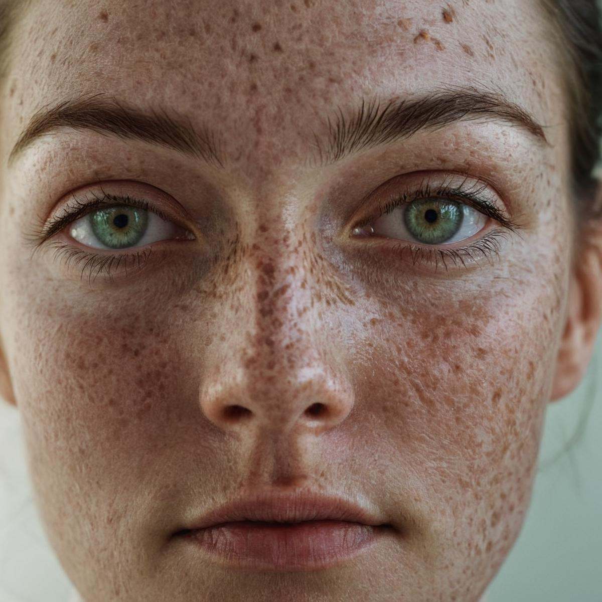 cinematic film still of A cinematic skin texture style still image of a woman with freckles on her face and a tie,  detail...