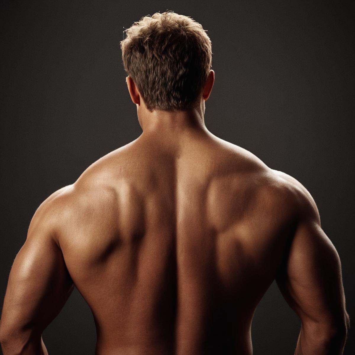 cinematic film still of perfect hands A cinematic skin texture style still image of a man with a very large muscularback a...
