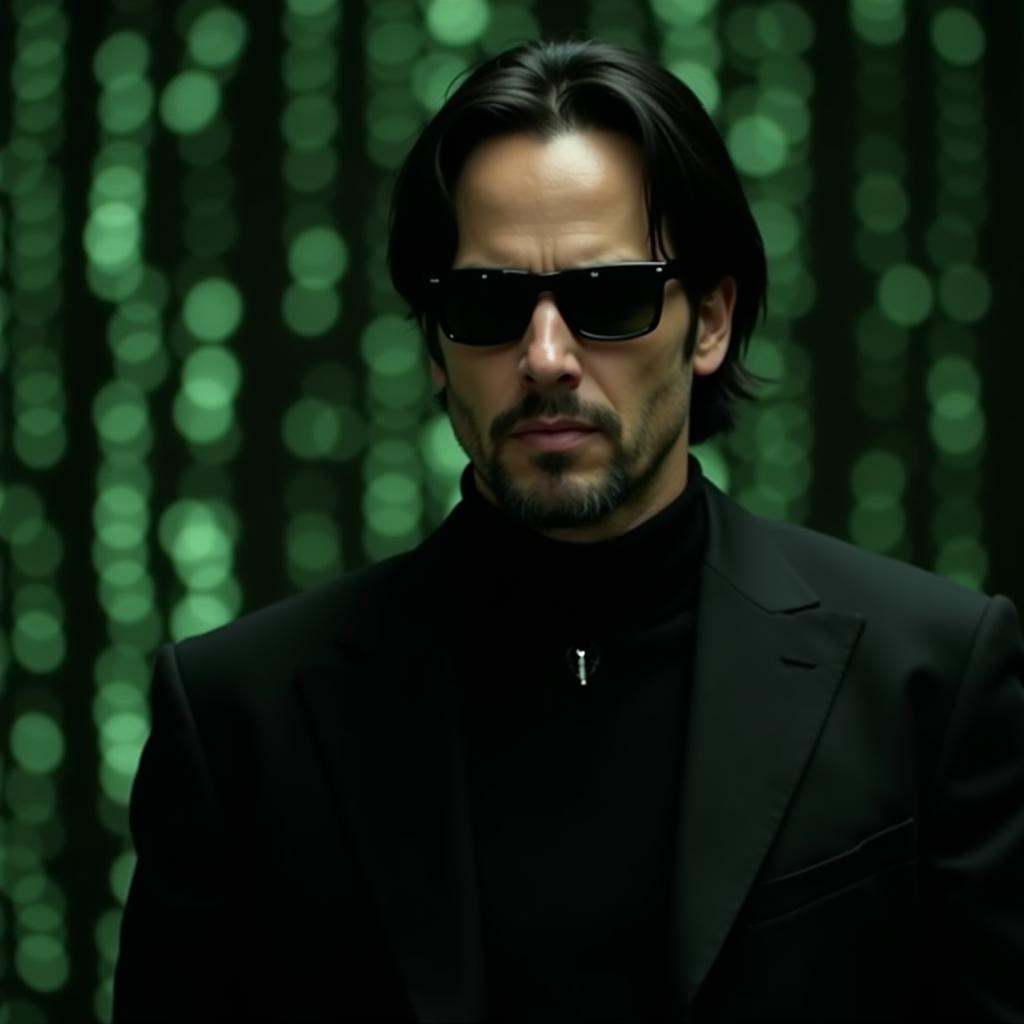 cinematic film still of Keanu Reeves,  Neo,  the one on Tensor.Art