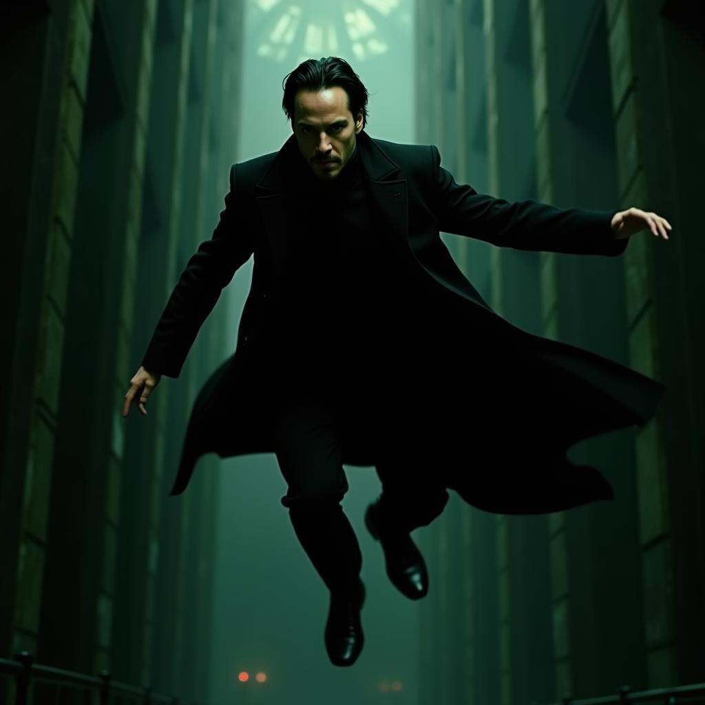 cinematic film still of Keanu Reeves,  Neo,  the one on Tensor.Art