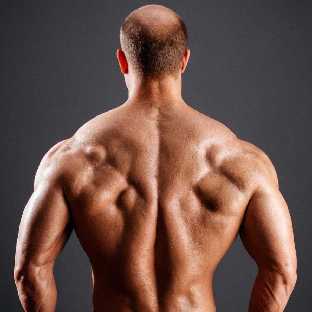 cinematic film still of very detailed skin poreA cinematic skin texture style still image of a man with a very large back...