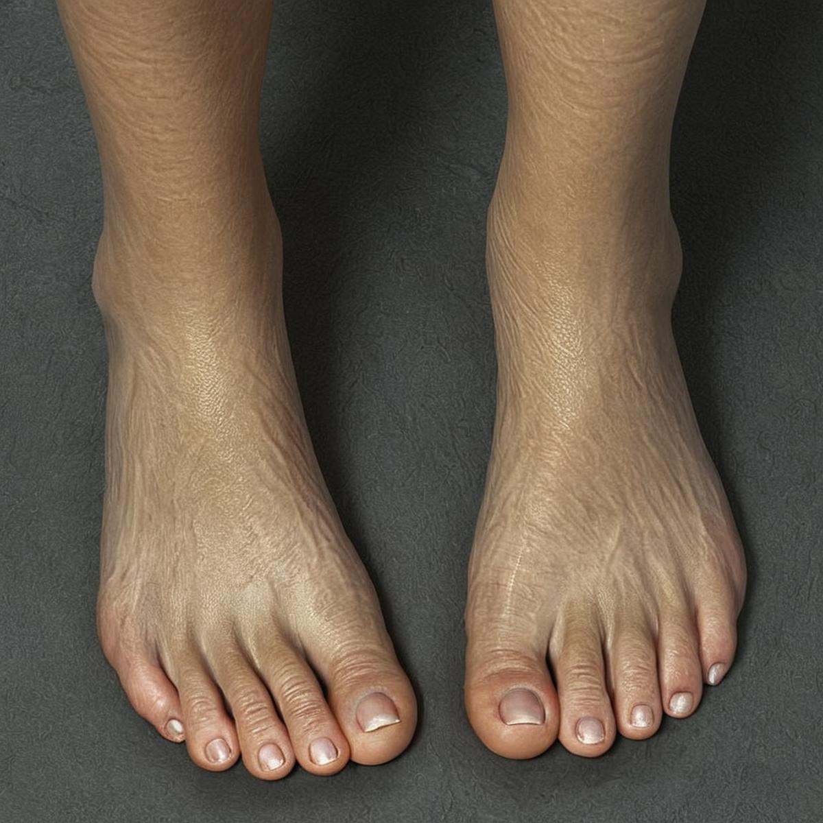professional 3d model of very detailed skin pore perfectionA cinematic skin texture style still image of a person's feet w...