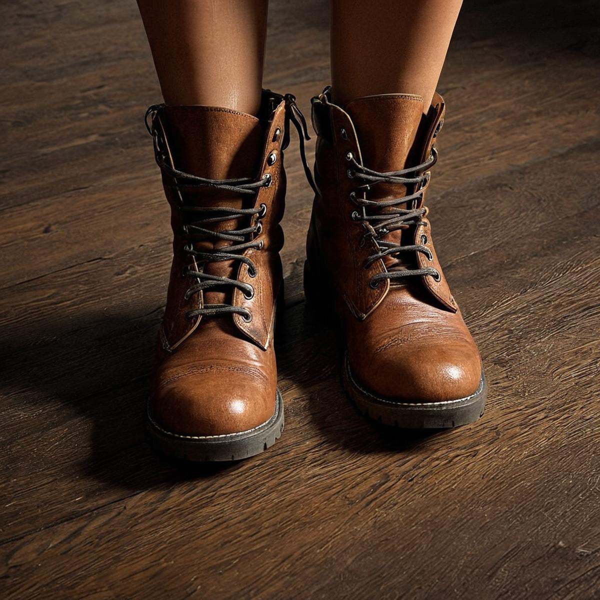 professional 3d model of very detailed skin pore perfectionA cinematic texture style still image of a pair of brown boots...