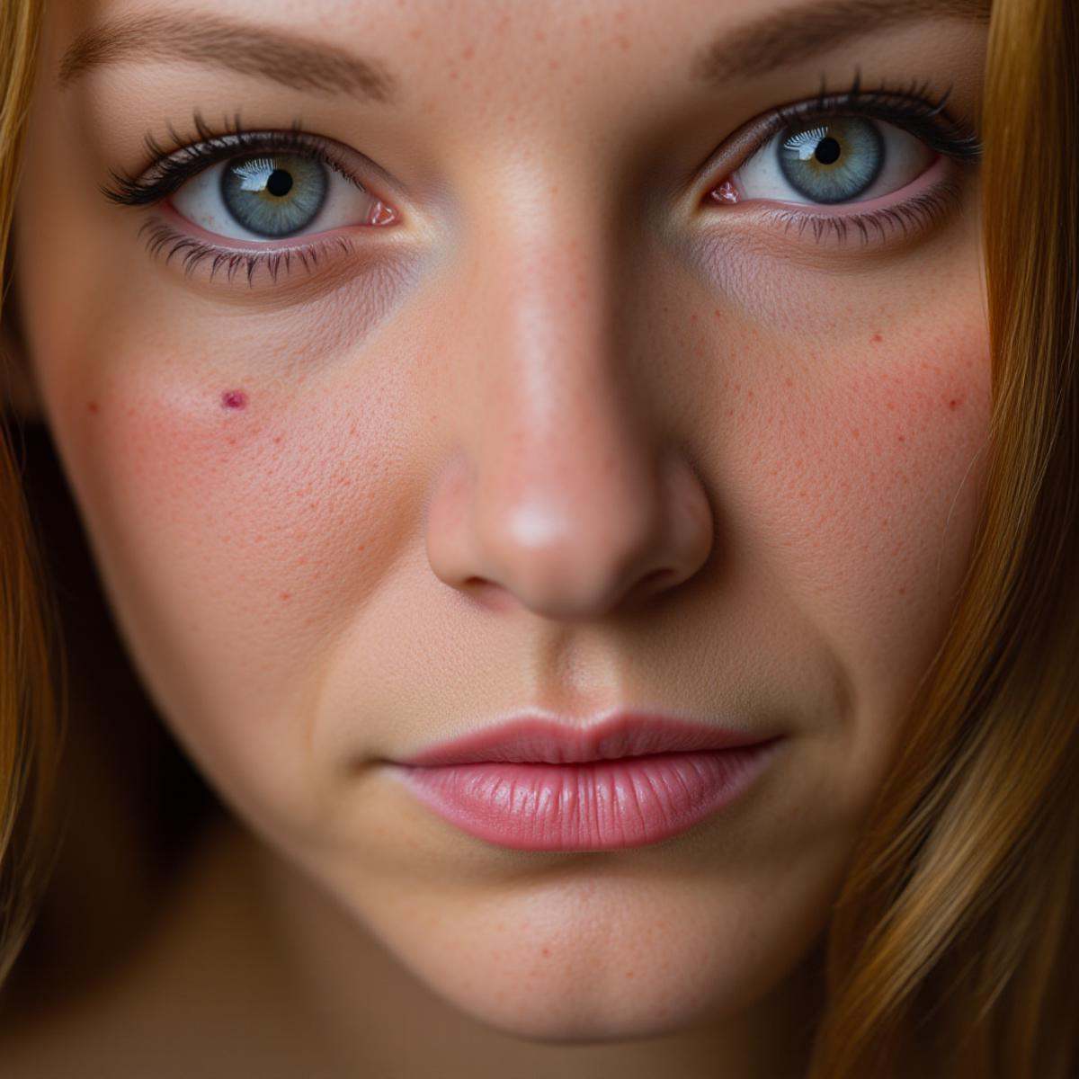 cinematic film still A cinematic skin texture style still image of a close up of a woman with freckles on her face,  detai...