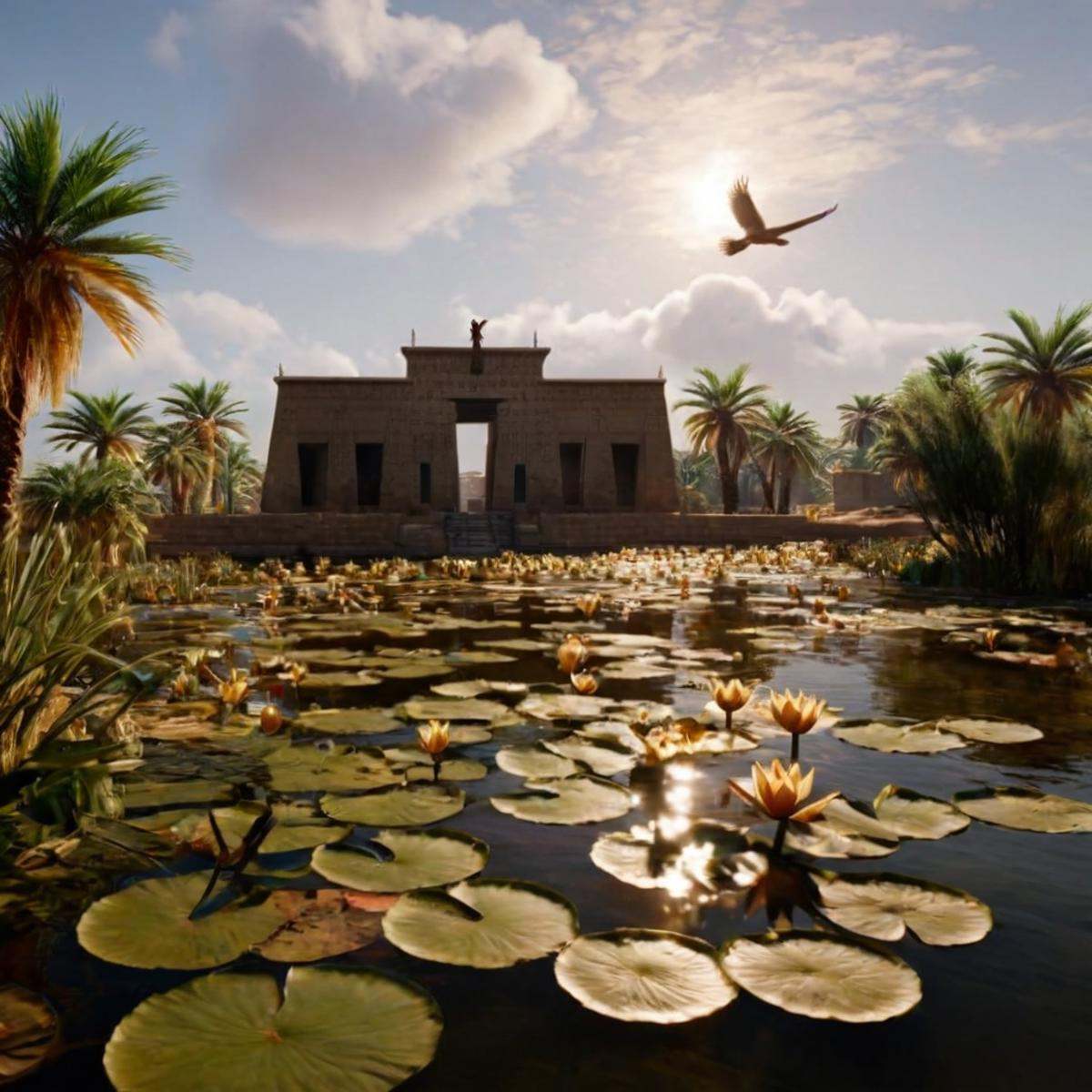 cinematic film still of 0 realism perfect Unreal Engine style Chiaroscuro Lighting Style Long time ago In ancient Egypt,...