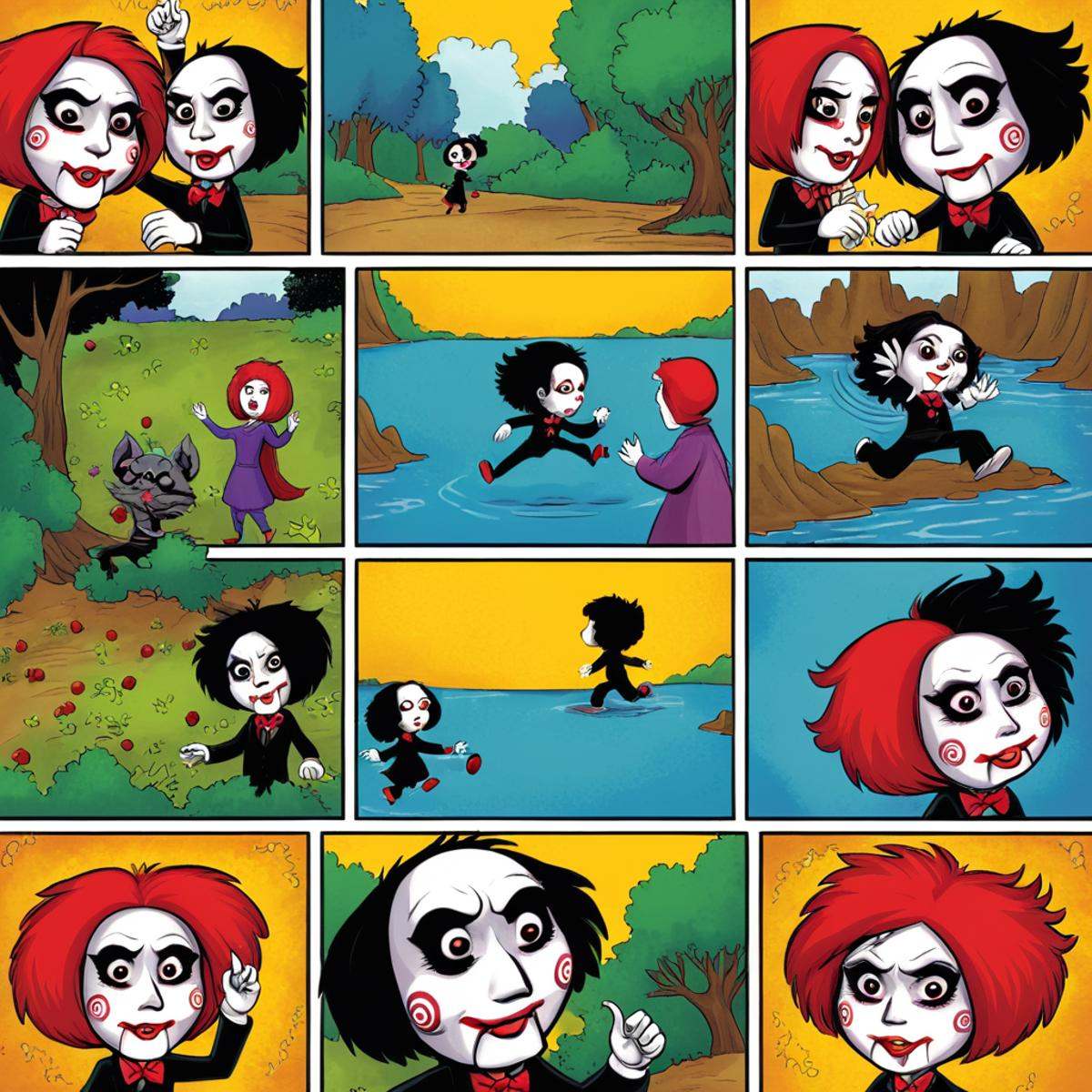 comic book art of comicbookpage style a cartoon comic book strip page of jigsaw style,  comic art,  graphic novel illustra...
