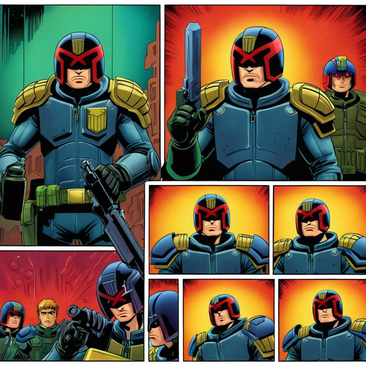anime artwork of comicbookpage style a cartoon comic book page ofdredd ,  anime style,  key visual on Tensor.Art