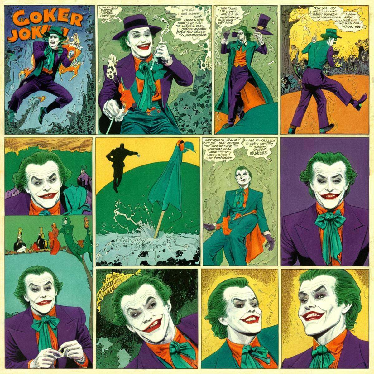 comic book art of comicbookpage style a cartoon comic book strip page of joker 89,  comic art,  graphic novel illustration...