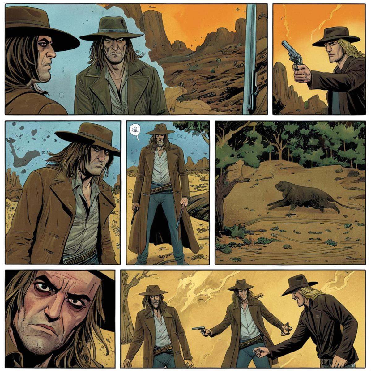 comic book art of comicbookpage style a cartoon comic book strip page of The Saint of Killers,  comic art,  graphic novel...