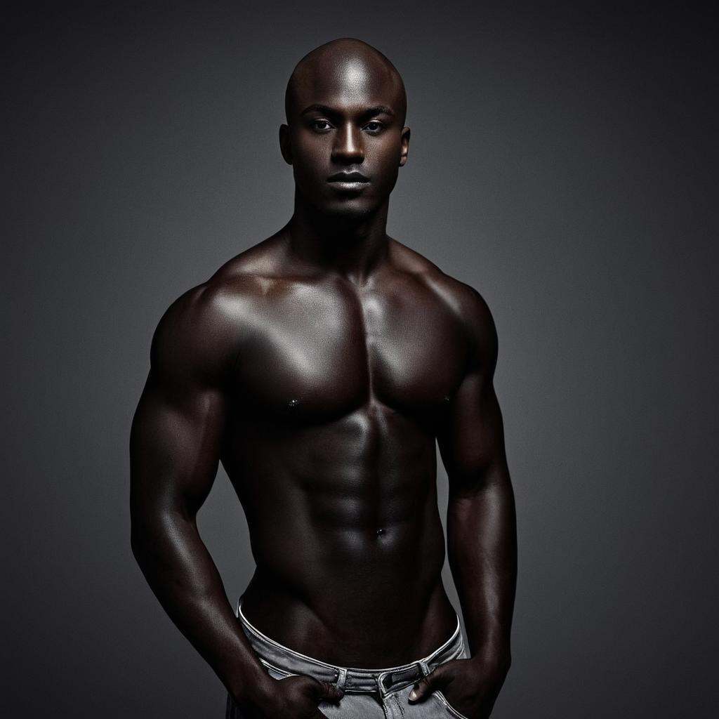 cinematic film still of A cinematic Vantablack dark black skin tone shot of a man with a shirt on posing for a picture,  m...