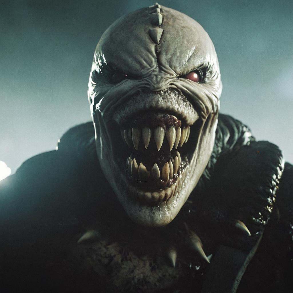 cinematic film still of Nemesis a creepy looking creature with a toothy grin,  solo,  looking at viewer on Tensor.Art